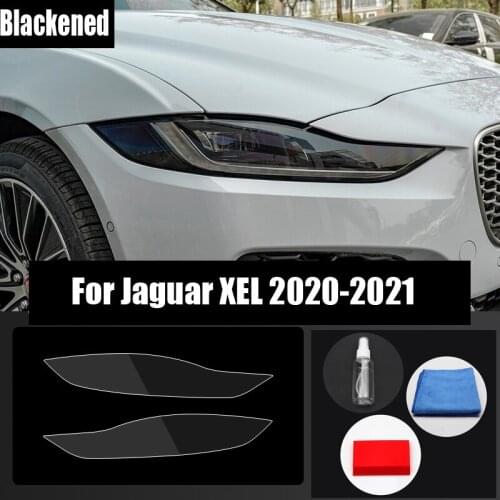 TPU Car Smoke Black Transparent Front Headlights Protective Film Pre-cut Protection Sticker Accessories For Jaguar XEL 2015-2021