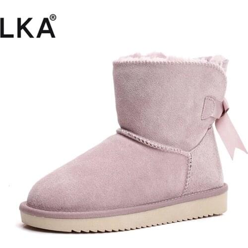 New Fashion Women Warm Snow Boots Winter Boots 100% Genuine Cowhide Leather Women Boots Ankle Shoes Size 35-44