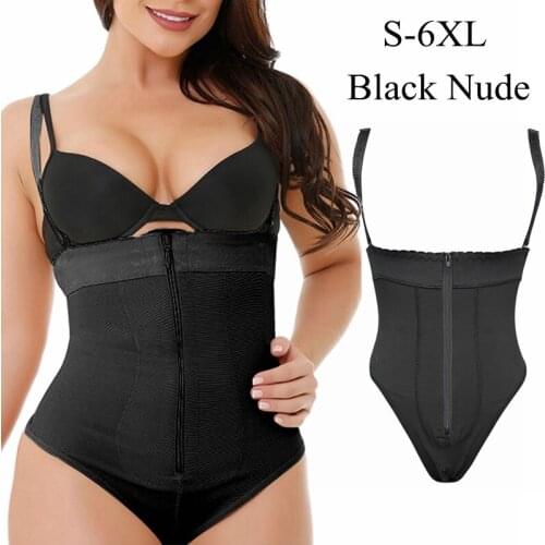 Curve Shaper Plus Size Women Slimming Corset Seamless Waist Trainer Zipper Full Body Shaper Butt Lifter Thong Shapewear Bodysuit