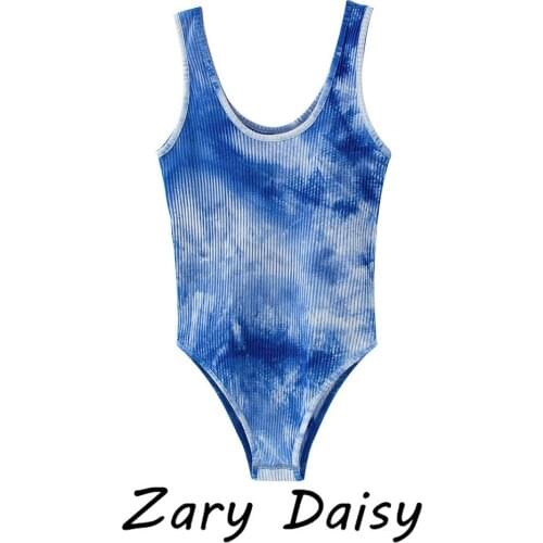 ZARY DAISY European and American fashion blue tie-dye camisole womens new slim and thin all-match one-piece top