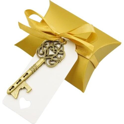 2020 New Vintage Key Bottle Opener Paper Tags Candy Bag Wedding Souvenirs Favors Festive Party Supply