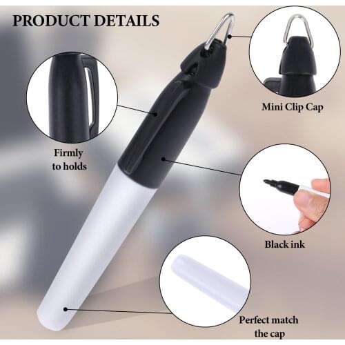 50 Pcs Mini Permanent Markers with Cap Clips Golf Ball Marker Pen Dry Erase Mark Outdoor Golf Sport Tool