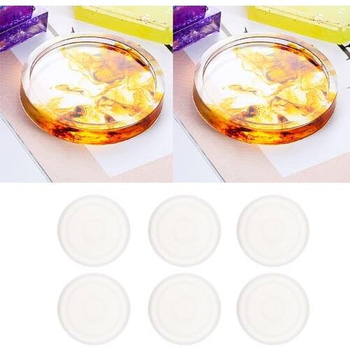 6 Sets Round DIY Silicone Cup Pad Water Cup Mat Holder Silica Gel Ornament Epoxy Resin Craft Molds