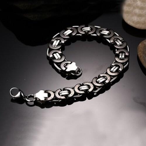 Stainless steel black charm bracelet mens gold Steel bracelet chain on hand gifts for male Accessories hip hop rock wholesale