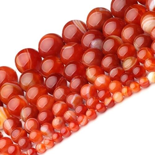 6-18mm Natural Round Banded Red Sardonyx Striped Onyx Agates Beads For Jewelry Making beads 15inch Needlework DIY Beads Trinket