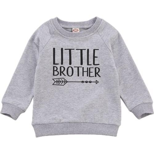 Baby Hoodies Letter Arrow Printed Full Length Regular Sleeve Round Neck Pullover Cotton Blend Fashion Warm Hoodie