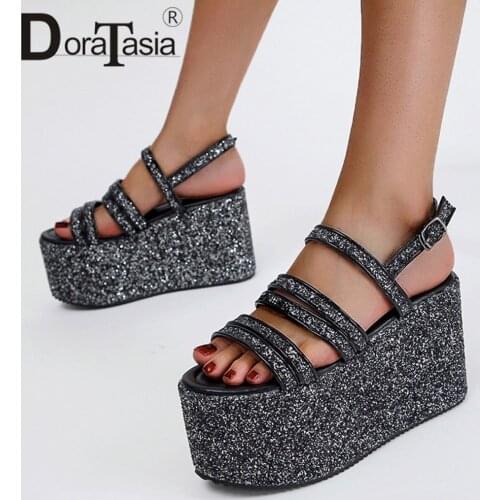 DORATASIA Brand New Ladies High Platform Sandals Bling Wedges High Heels womens Sandals 2021 Party Leisure Shoes Woman