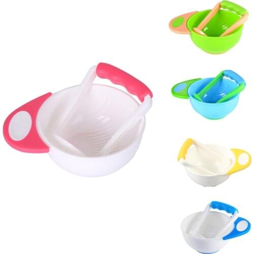 Baby Food Handmade Grinding Bowl Fruits /Vegetables Masher Bowl Baby food grinder Child Holding Fine Grinding Rod Bowl for Baby