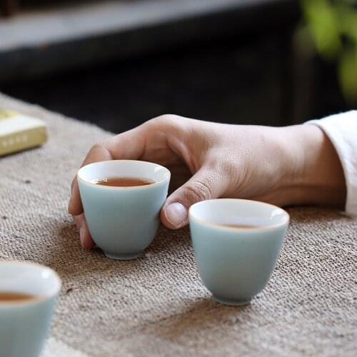 Ceramic Whiteware Coloured Glaze Kung Fu Cup Ceramic Tea Utensil Teacup Master Cup Individual Cup Single Cup ceremonial cup