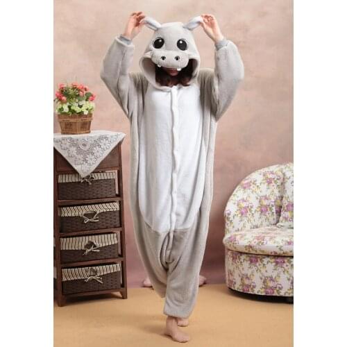 Kigurumi Anime Animal Hippo Pajamas Adult Onesie Cosplay Costume Jumpsuit Pyjamas Romper Party Dress
