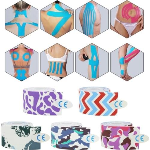 Pain Relief Kinesiology Tape Elastic Printing Colourful Sports Muscle Tape Cotton Physical Therapy Athletic Soccer Joint