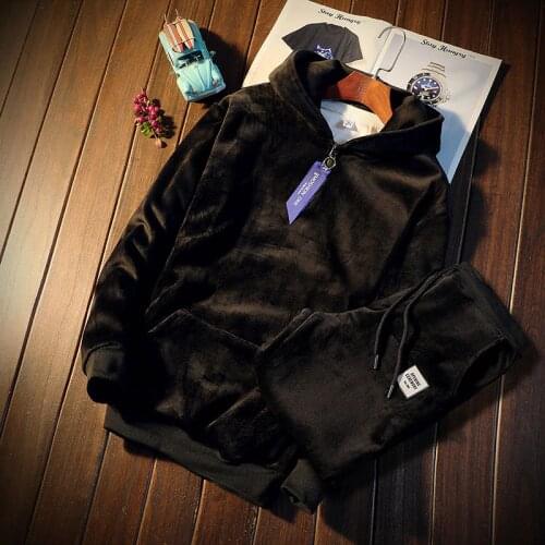 New Winter Tracksuits Men Set Thicken Fleece Pullover Sweatshirt + Pants Suit Sportswear Set Male Hoodie Sporting Suits