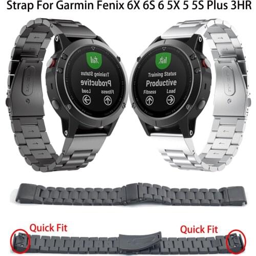 20 22MM Stainless Steel Strap band for Garmin forerunner 935 Fenix 5 5X 5S 6X 6S 6 3HR Vivoactive3 26MM Easyfit Metal Watch Band