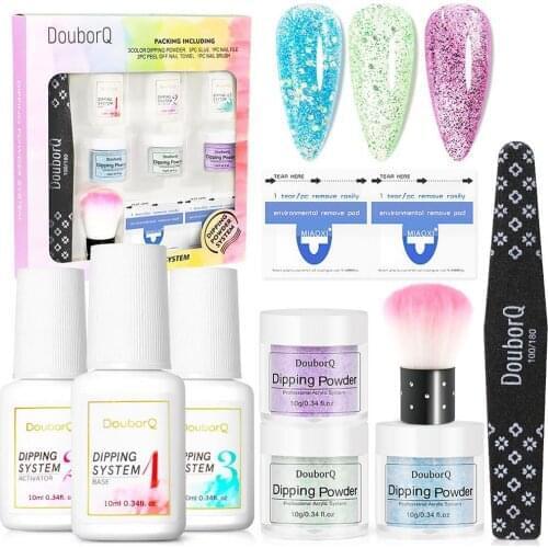Nail Dip Powder Kit Glitter Nail Kit Dipping System Nail Art Healthy & Durable Long Duration Easy to Use