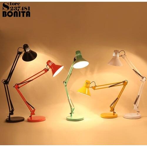 American long arm folding clip table lamps for bedroom reading table light LED eye protection work study desk lamp Dimmable