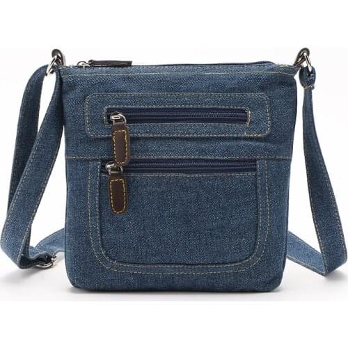 New Casual Shoulder Bags Fashion Denim Crossbody Bag Zipper Handbag Vintage Travel Messenger Purse Bags For Men