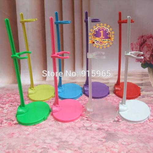 Wholesale 20pcs/slot pink red blue yellow white black green Stand for Monster High dolls stand Display Holder For Barbie Dolls