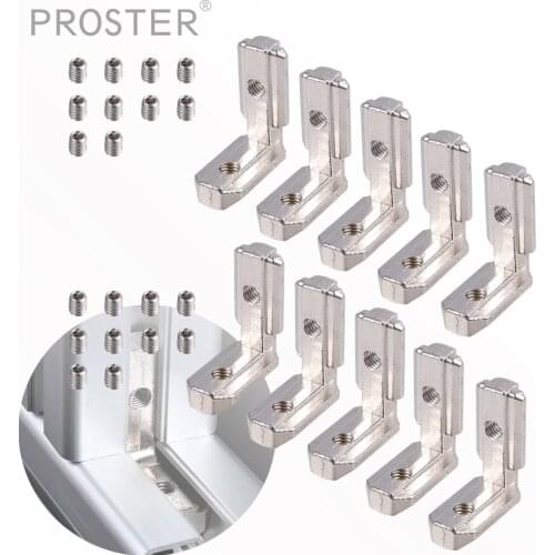 Proster 10pcs T Slot L-Shape Brackets 90 Degree Interior Corner Connector 2020/3030/4040 ALU Aluminum Profile Connector