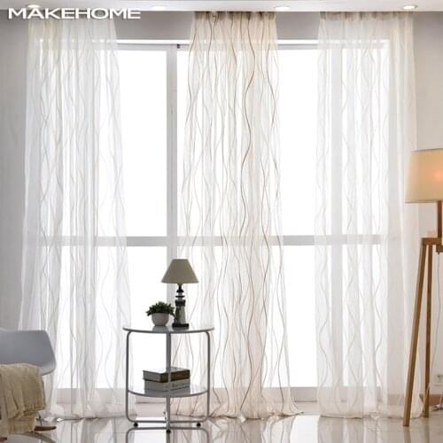 Simple Stripe Window Curtains for Living Room Kids Bedroom European Style Custom Size Veil Sheer Voile Tulle Curtains