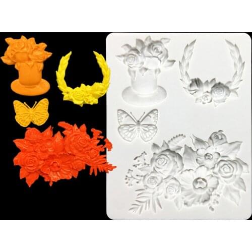 Rose Wedding Silicone Sugarcraft Mold Fondant Cake Decorating Tools Candy Clay Cupcake Chocolate Baking Mold