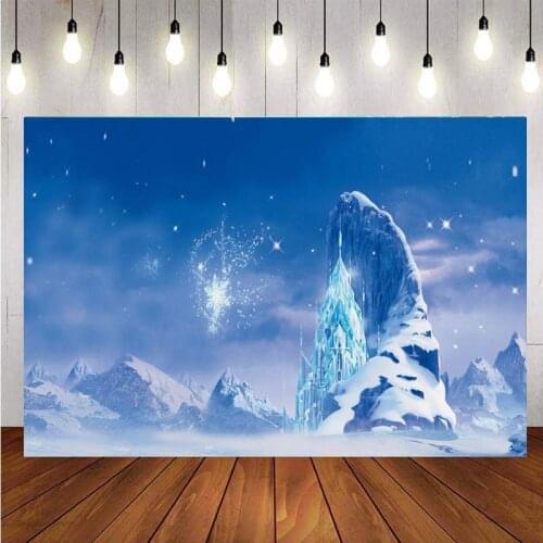 Snow Queen Photography Backdrop Castle Ice White World Fairytale Princess Birthday Party Photo Background Banner Decoration