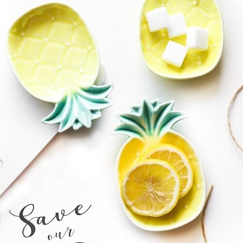 Creative Yellow Pineapple Dish Ceramic Plate Seasoning Soy Sauce Vinegar Dishes Ketchup Fruit Plates Decoration Gift Tableware