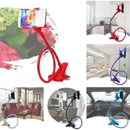 Universal Phone Stand 360° Clip Holder For Cell Phone Flexible Home Bed Desk Side With Stand Mount Bracket For Smart Phone 2021