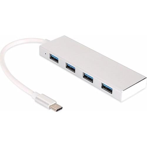 USB C Hub Ultra Slim USB C Adapter with 4 USB 3.0 Ports USB Type C Hub Supports Windows XP/Vista/7/8, Aluminum Alloy