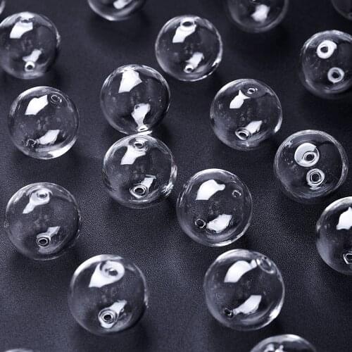 100 PCs 20mm Transparent Clear Round Handmade Blown Glass Globe Beads with 2mm Hole for DIY Jewelry Making Wholesales