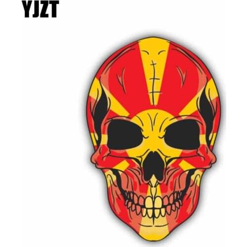 YJZT 9.5CM*14.4CM Car Styling Macedonia Flag Window Skull Car Sticker Decal 6-1430