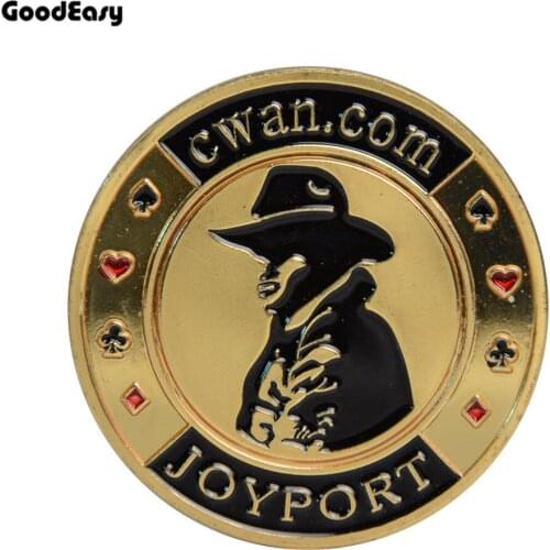 Poker Cards Guard Protector Metal Token Coin with Plastic Cover Texas Hold'em Poker Dealer Coin Button- Gold COWBOY