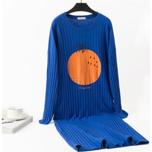 New Autumn Night Dress Women Plus Size Nightgown Cartoon Print Sleepshirts Long-sleeves Nightie Nightdress Cotton Sleepwear