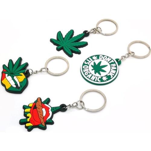 1PCS PVC keychain leaf shape key ring creative green plant lips design key holder fit men women bag car keys pendant accessories