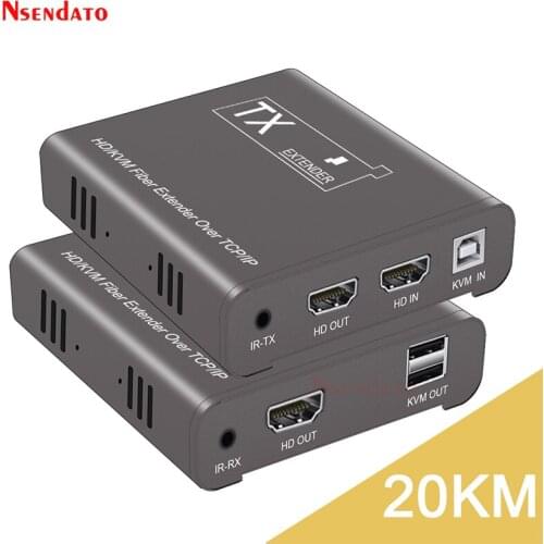 20Km HD KVM Extender Over Optic fiber HD Wireless Video Transmitter Receiver USB 2.0 KVM Sharing keyboard mouse Switch For PS4