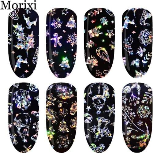 4pcs/bag nail art Christmas Sticker leaf star snow shaped design hot transfer nail decals DIY 3D nail art adhesive MZ038