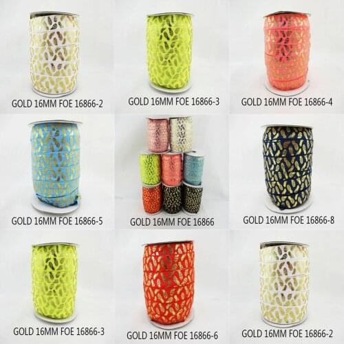 5M/lot 5/8"16mm Gold Foil Elastic Ribbon Stripe FOE Fold Over Elastics Spandex Sewing Trim DIY Garment Home Craft,5Yc18955