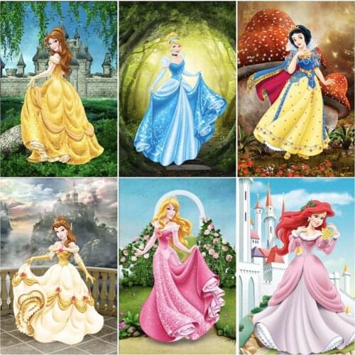 Disney Cartoon Princess Diamond Painting Snow White 5D Full SquareRound Diamond Mosaic Home Decoration Gift