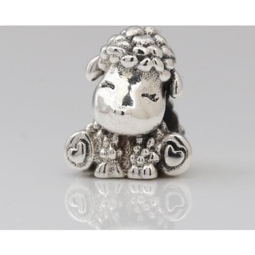 Authentic S925 DIY Jewelry Cute Sheep Charm Bead fit Lady Bracelets
