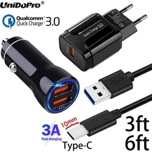 QC 3.0 EU AC Car Charger + 10mm Tip Type C Cable for LG V60 V30S+/V40/V50/V50S/G8/G7/G8s/G8X ThinQ V30 V20 Quick Travel Chargeur