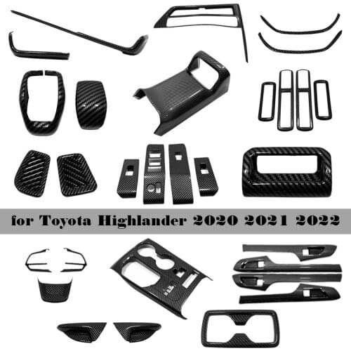 Car Interior For Toyota Highlander Kluger 2021 2022 Gear Shift Head Knob Stickers Air Vent Trims Glass Switch Decorative Cover