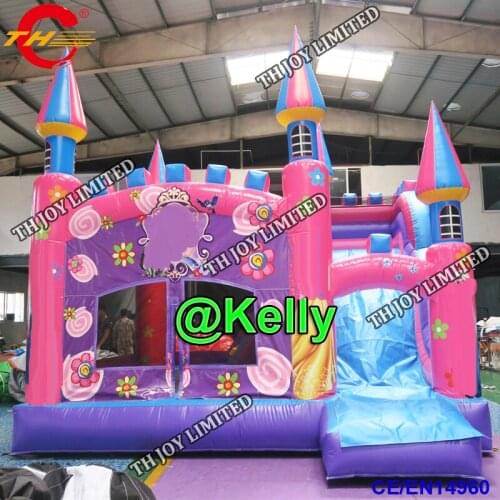 Free door shipping 5x4x3.5mH inflatable princess bounce house bouncer for sale, jump house inflatable house with slide combo