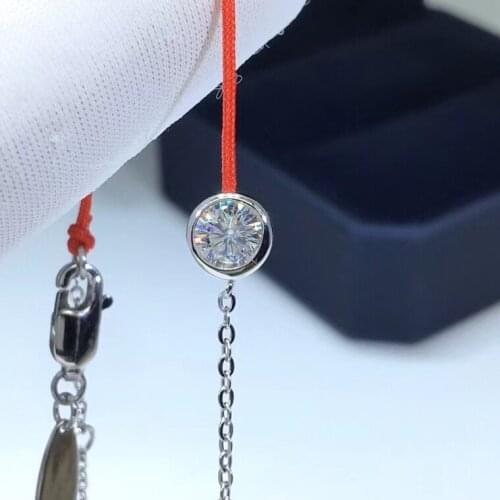 S925 Sterling Silver Half Red Rope Half Chain Bubblet Moissanite Bracelet Cute Accessories Girl Give Girlfriends Birthday Gift