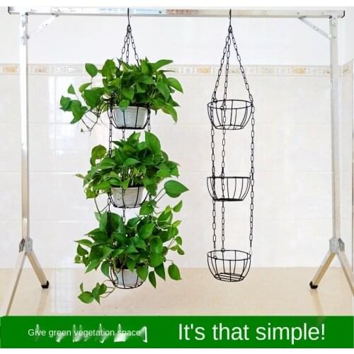 The chain suspension Three layers Hanging basket plant flowers Money plant bonsai planting hanging plant pot home decor