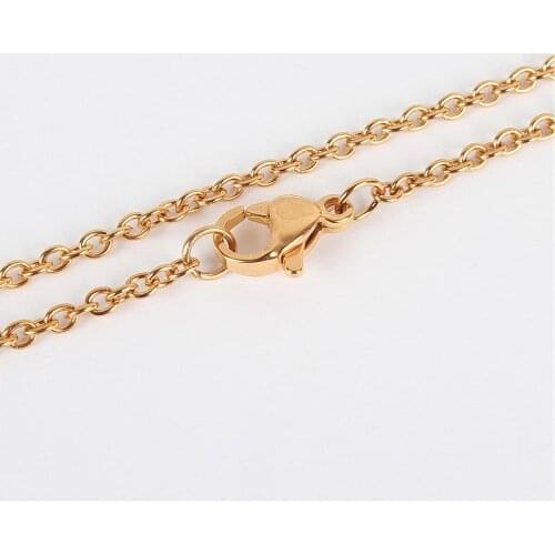 304 Stainless Steel Cross Chain Golden/Rose Gold Cable Chain Necklace Makings with Lobster Claw Clasps, Vacuum Plating, 17.7"