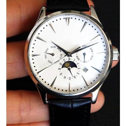 Vintage Watches Luxury Mens Mechanical Watch Moon Phase Automatic Watches Fashion 41mm Waterproof Business Wristwatches No Logo