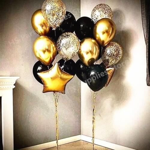 20pcs/set black metal golden balloon 18inch foil star balloon confetti balloon birthday party wedding decoration toy baby shower