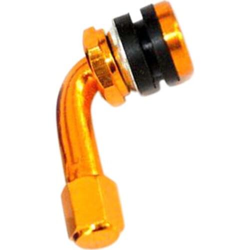 CNC 90 Degree Wheels Tire Tyre Valve Stems Caps For Motorcycle Gold/Red