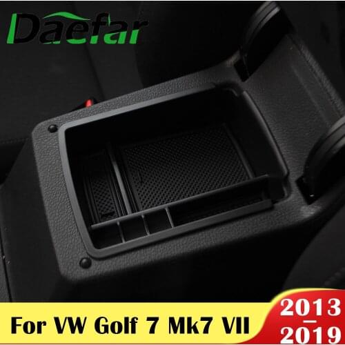 Daefar Car Central Armrest Storage Box for Volkswagen VW Golf 7 Mk7 VII 5G GT I R 2013 - 2019 Container Holder Tray Accessories