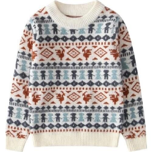 Siddons 2019 boys Christmas sweater of mink-wool knittted warm winter cardigans in popular design for school boys 4-14 years old