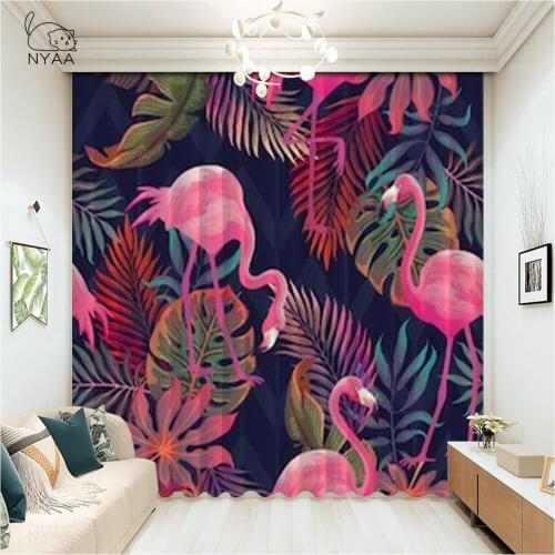 Elegant Flamingo Curtains In The Hall Modern Blue Curtain Decoration Curtains On The Window Panel Micro Shading